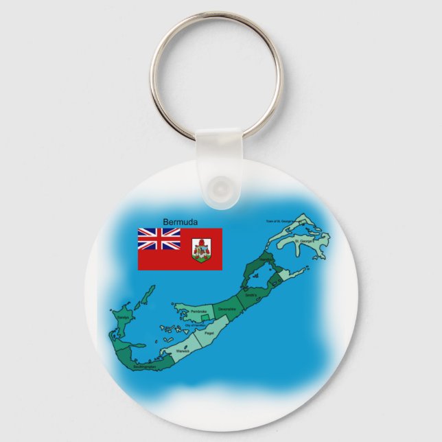 Flag and Map of Bermuda Key Ring (Front)