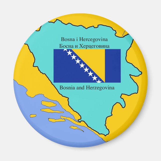 Flag and Map of Bosnia and Herzegovina Magnet (Front)