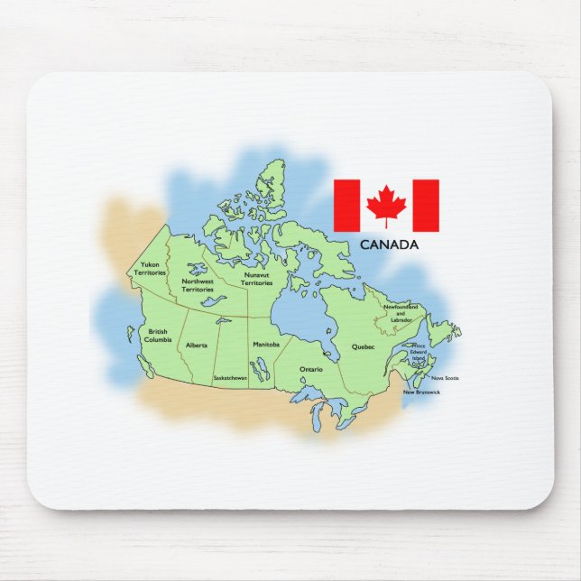 Flag and Map of Canada Mouse Mat (Front)
