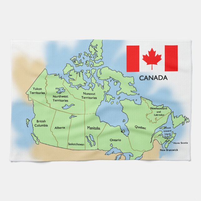Flag and Map of Canada Tea Towel (Horizontal)