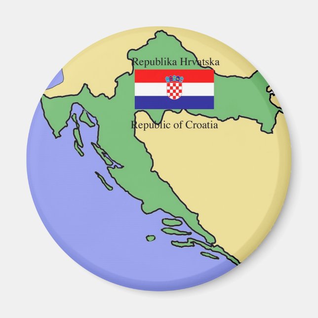 Flag and Map of Croatia Magnet (Front)