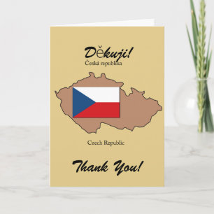 Flag and Map of Czech Republic Thank You Card