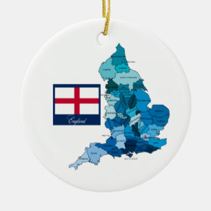 Flag and Map of England Ceramic Tree Decoration