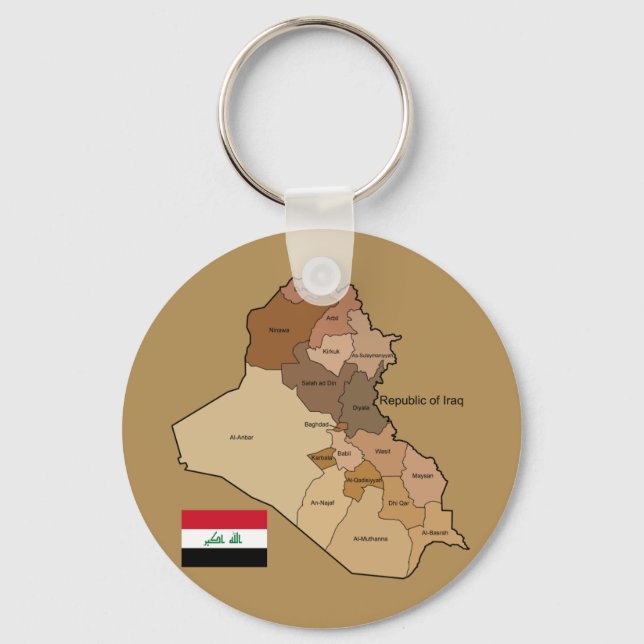 Flag and Map of Iraq Key Ring (Front)