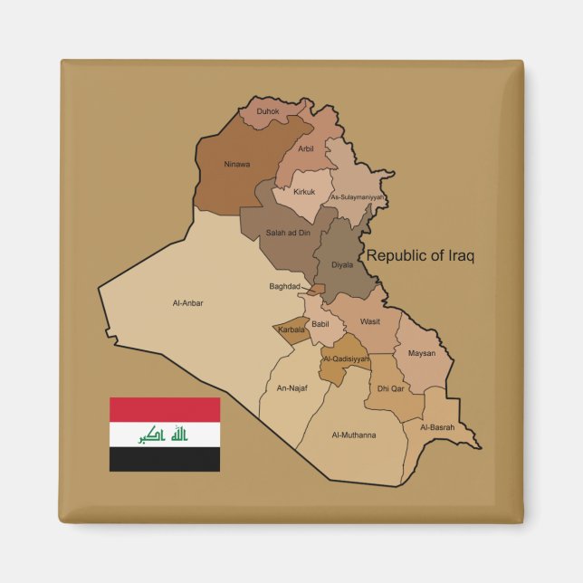 Flag and Map of Iraq Magnet (Front)