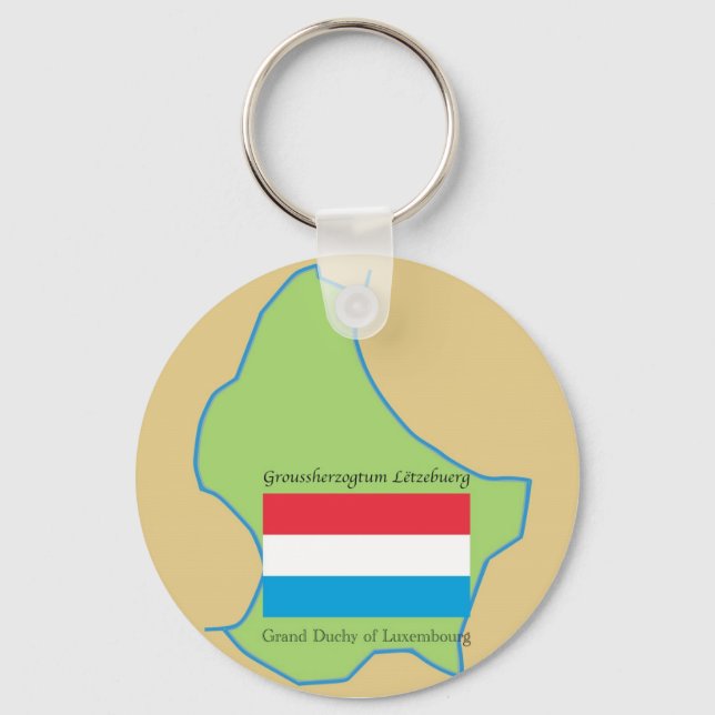Flag and Map of Luxembourg Key Ring (Front)
