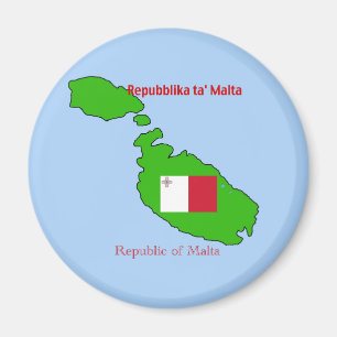 Flag and Map of Malta Magnet