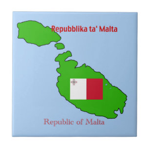 Flag and Map of Malta Tile