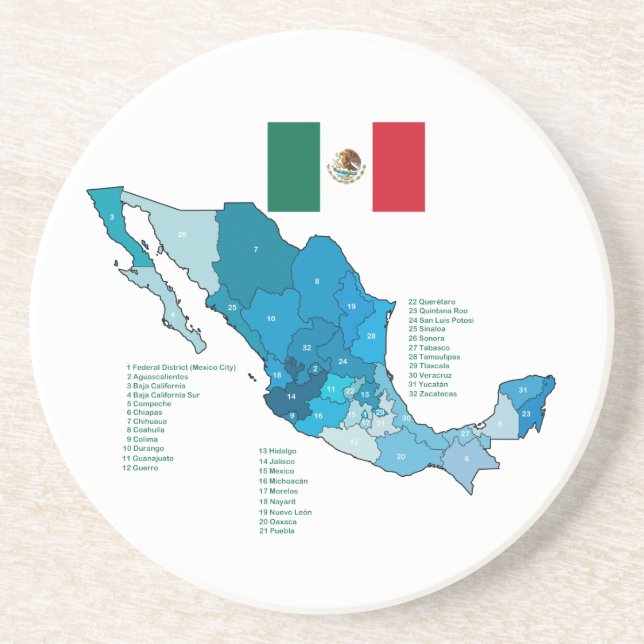 Flag and Map of Mexico Coaster (Front)