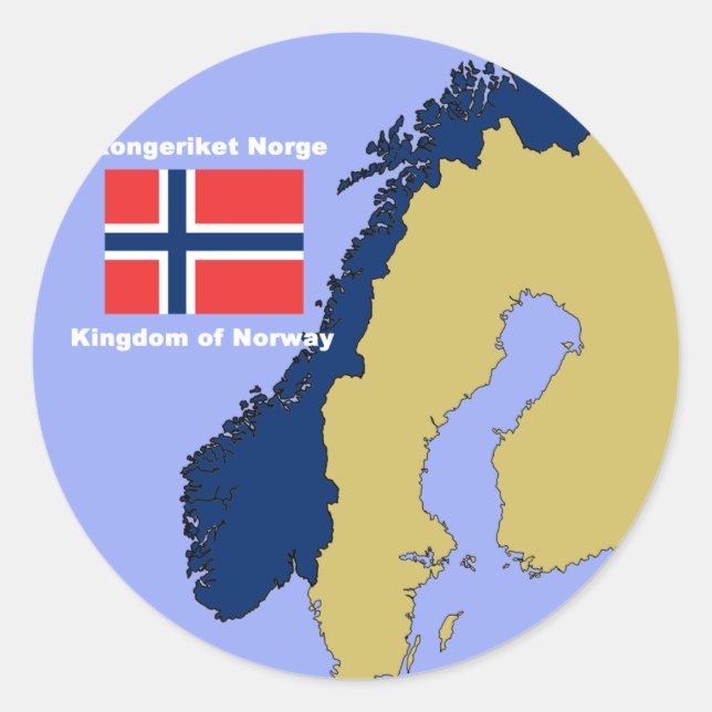 Flag and Map of Norway Classic Round Sticker (Front)