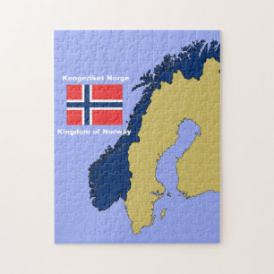Flag and Map of Norway Jigsaw Puzzle
