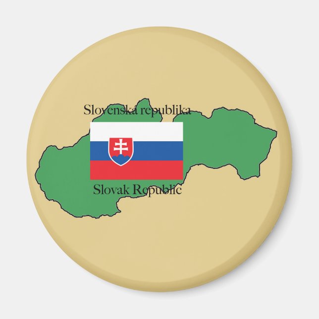 Flag and Map of Slovakia Magnet (Front)