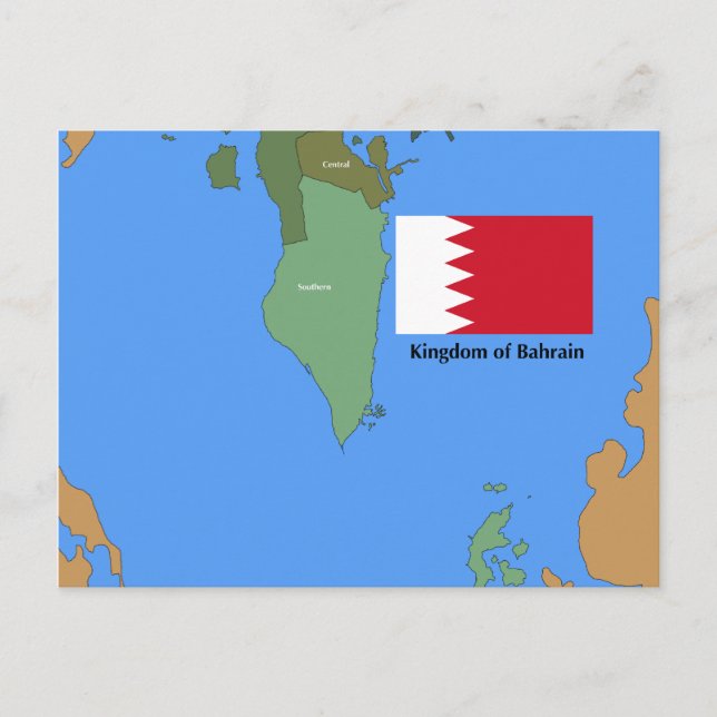 Flag and Map of the Kingdom of Bahrain Postcard (Front)