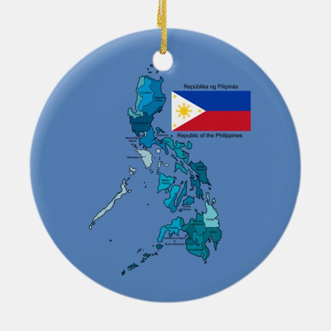 Flag and Map of the Philippines Ceramic Tree Decoration (Back)