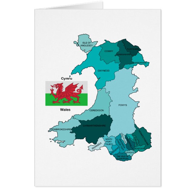 Flag and Map of Wales (Front)