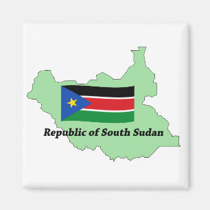 Flag and Map Republic of South Sudan  Magnet