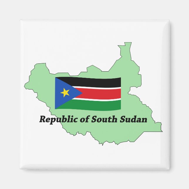 Flag and Map Republic of South Sudan  Magnet (Front)