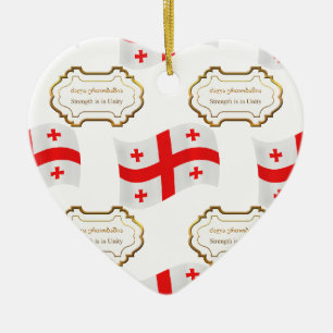 Flag and Motto of Georgia Ceramic Tree Decoration