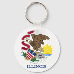 Flag and Seal of Illinois Key Ring