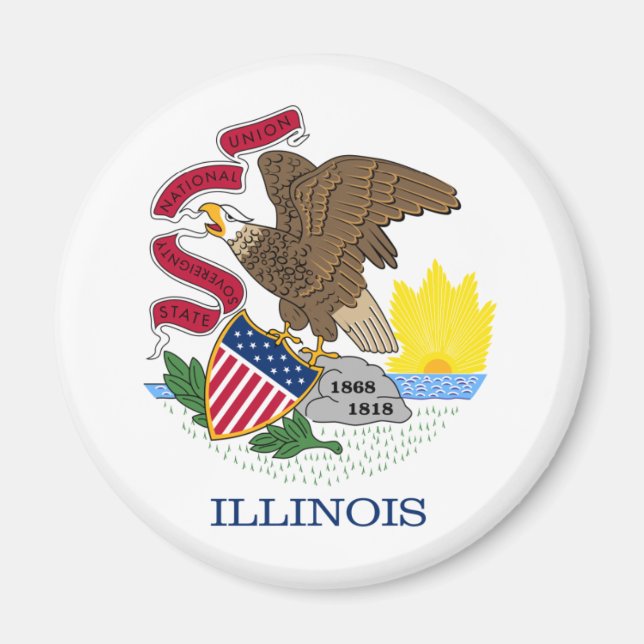Flag and Seal of Illinois Magnet (Front)