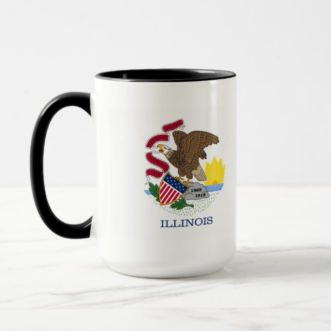 Flag and Seal of Illinois Mug (Left)
