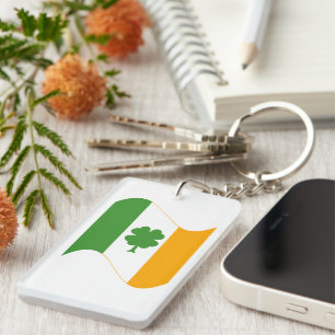 Flag And Shamrock Key Ring