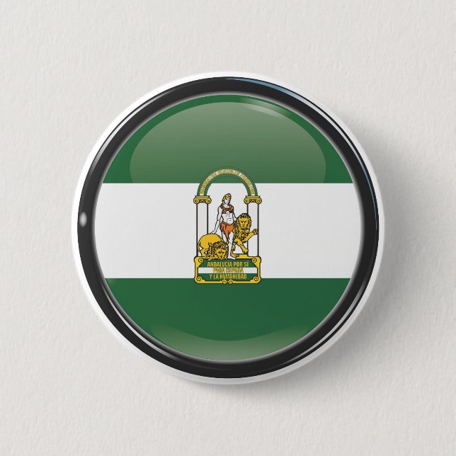 Flag and shield of Andalusia 6 Cm Round Badge (Front)