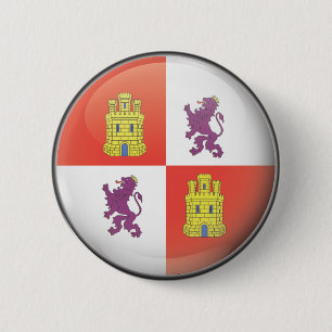 Flag and shield of Castilla and Leon 6 Cm Round Badge