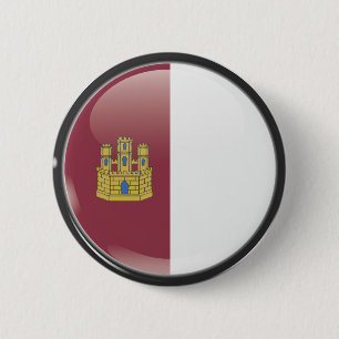 Flag and shield of Castille-La Mancha 6 Cm Round Badge