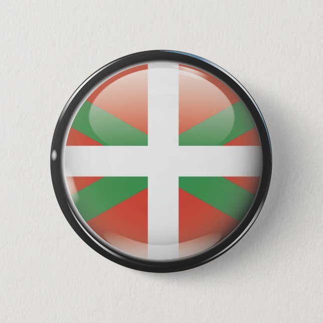 Flag and shield of Euskadi 6 Cm Round Badge (Front)