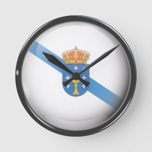 Flag and shield of Galicia Round Clock