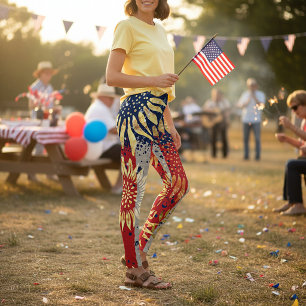 Flag and sunflowers leggings