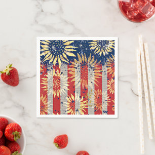 Flag and sunflowers napkin
