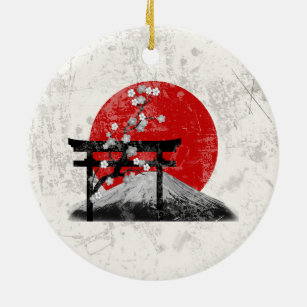 Flag and Symbols of Japan ID153 Ceramic Tree Decoration