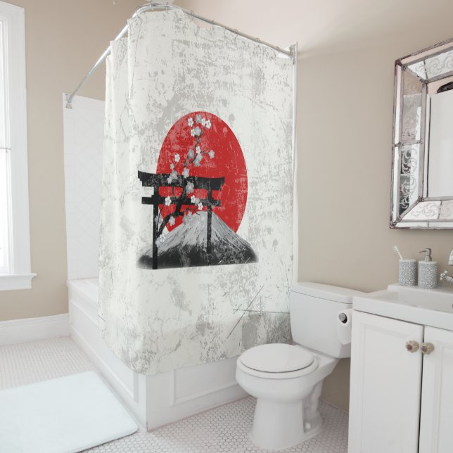 Flag and Symbols of Japan ID153 Shower Curtain (In Situ)