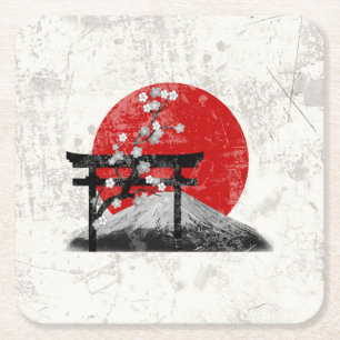 Flag and Symbols of Japan ID153 Square Paper Coaster