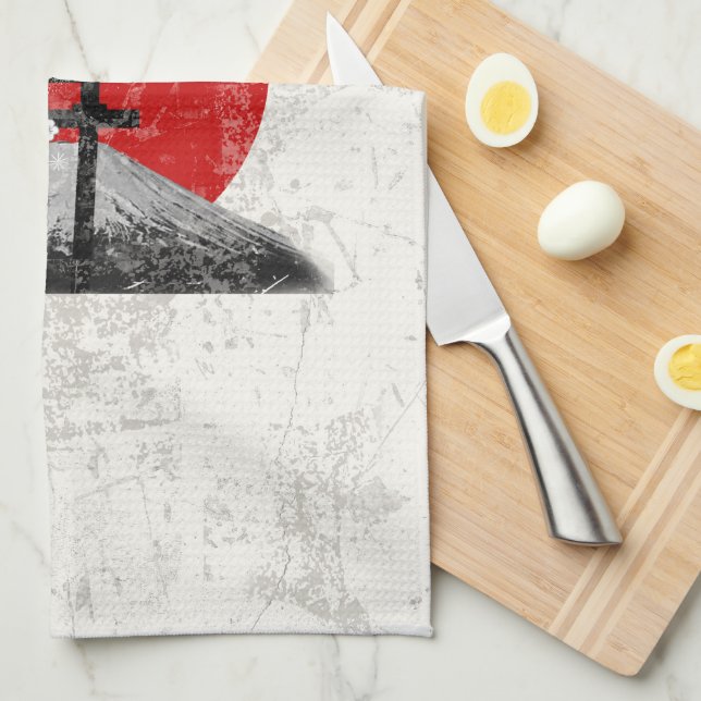 Flag and Symbols of Japan ID153 Tea Towel (Quarter Fold)