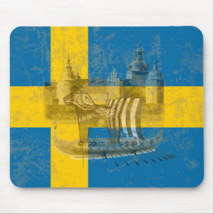 Flag and Symbols of Sweden ID159 Mouse Mat
