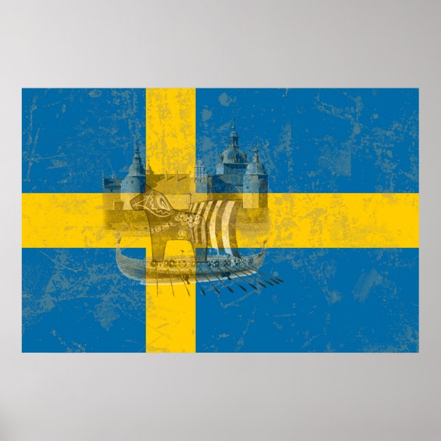 Flag and Symbols of Sweden ID159 Poster (Front)