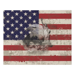 Flag and Symbols of United States ID155 Faux Canvas Print