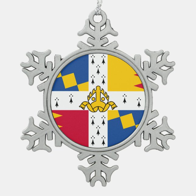 Flag/banner of Arms of Birmingham, England Snowflake Pewter Christmas Ornament (Front)