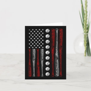 Flag Baseball Red White Blue 4th Of July Boys Men Card