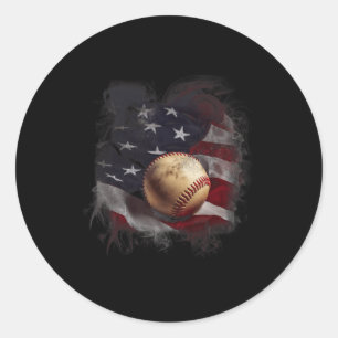 Flag Baseball Vintage 4th Of July Usa Patriotic Classic Round Sticker