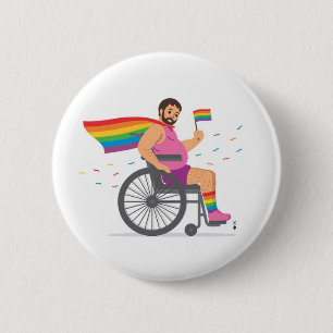 FLAG-BEAR-ERS Wheelrchair hero 6 Cm Round Badge