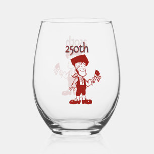 Flag Bearing Colonial Man 250th Custom Stemless Wine Glass