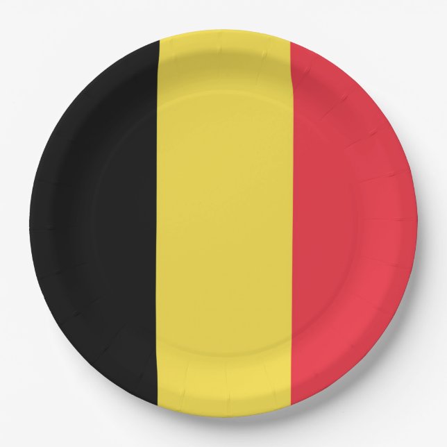 Flag Belgium Tricolor Paper Plate (Front)
