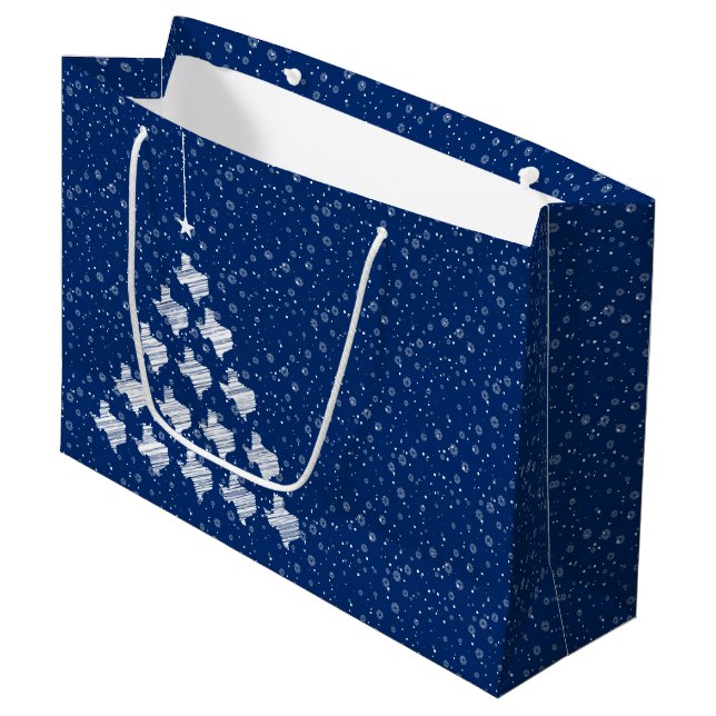 Flag Blue Scribbled Texas Christmas Tree Large Gift Bag (Front Angled)