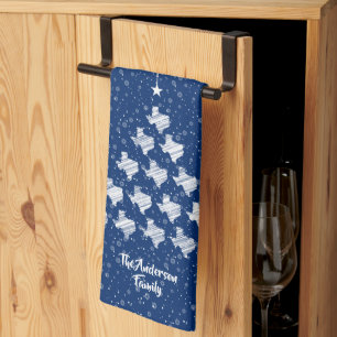 Flag Blue Scribbled Texas Christmas Tree Tea Towel