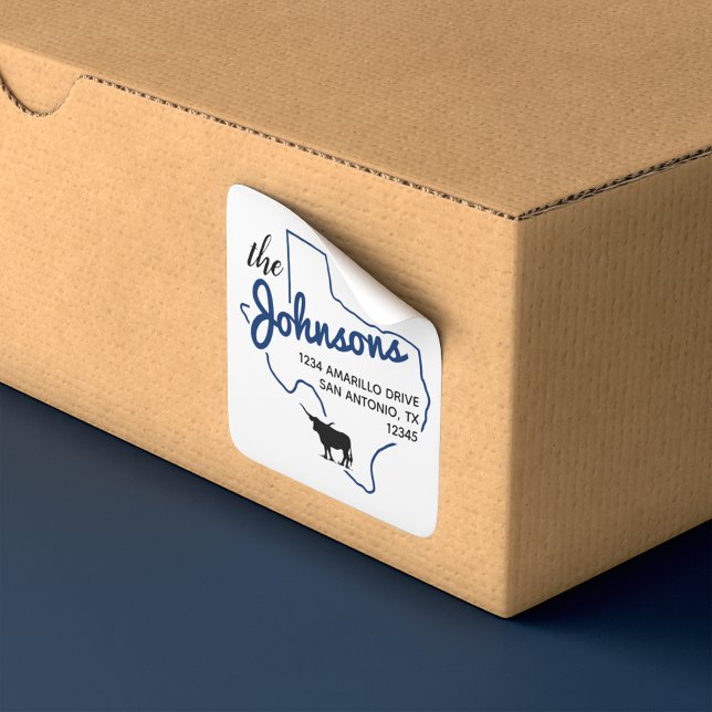 Flag Blue Texas Longhorn Family Address Label (Creator Uploaded)