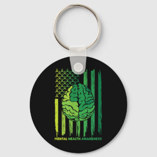 Flag Brain Ribbon Mental Health Mental Health Awar Key Ring